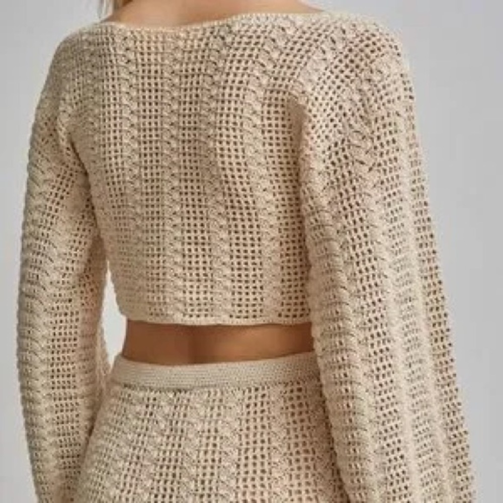 NWOT Free People x Mozh Mozh Shiraz Crochet Top and Skirt Set in Ivory Size S - Picture 4 of 4